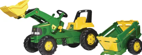 Rolly Toys John Deere Pedaltraktor med frontlæsser og vogn